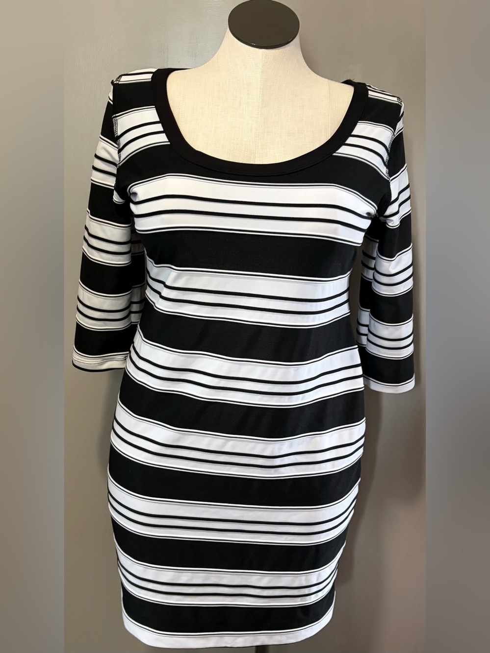 Bethany vintage Black and white striped dress women's size petite XL